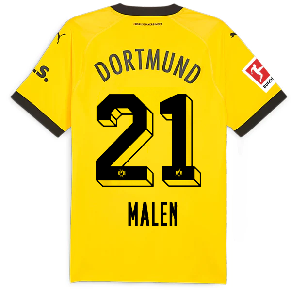 Puma Borussia Dortmund Authentic Malen Home Jersey w/ Bundesliga Patch 23/24 (Cyber Yellow/Puma Black)