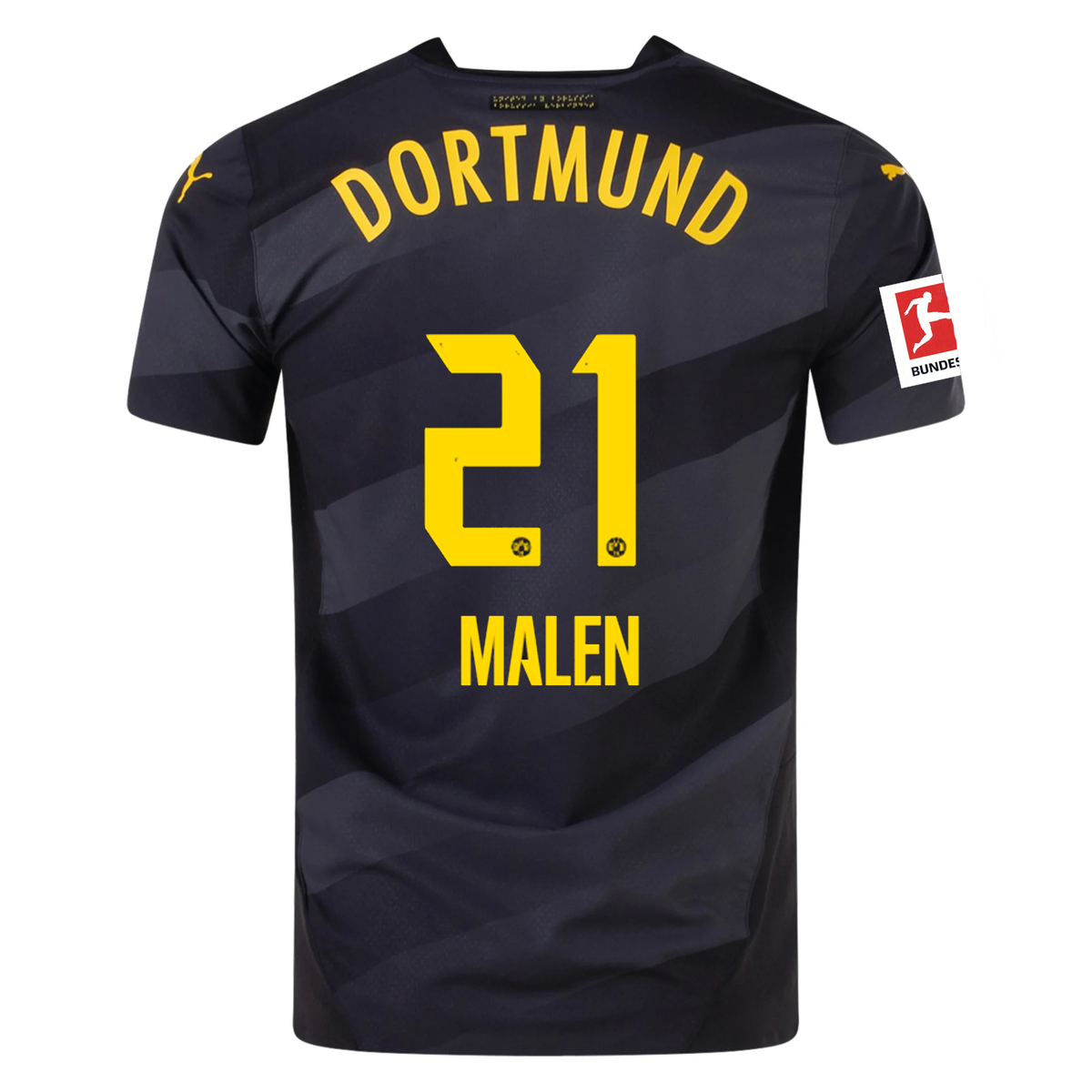 Puma Borussia Dortmund Authentic Malen Away Jersey w/ Bundesliga Patch 24/25 (Puma Black/Faster Yellow)