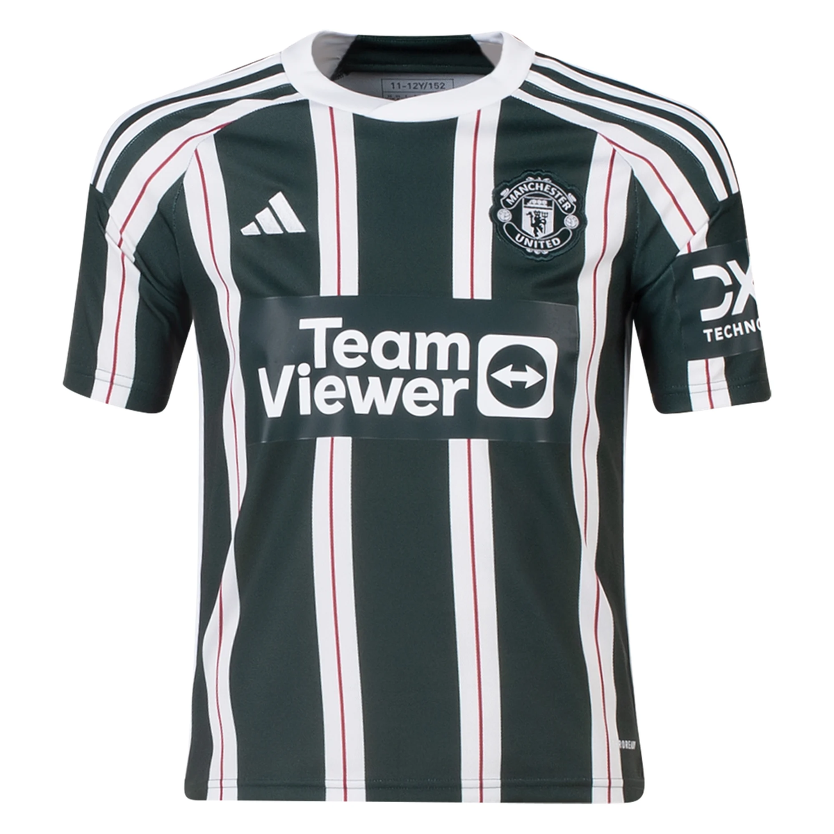 adidas Youth Manchester United Victor Lindelof Away Jersey 23/24 (Green Night/Core White/Active Maroon)