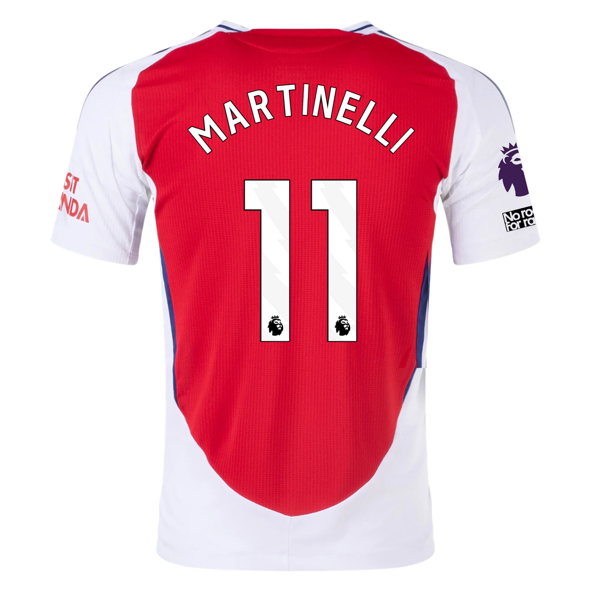 adidas Arsenal Authentic Gabriel Martinelli Home Jersey w/ EPL + No Room For Racism Patches 24/25 (Better Scarlet/White)