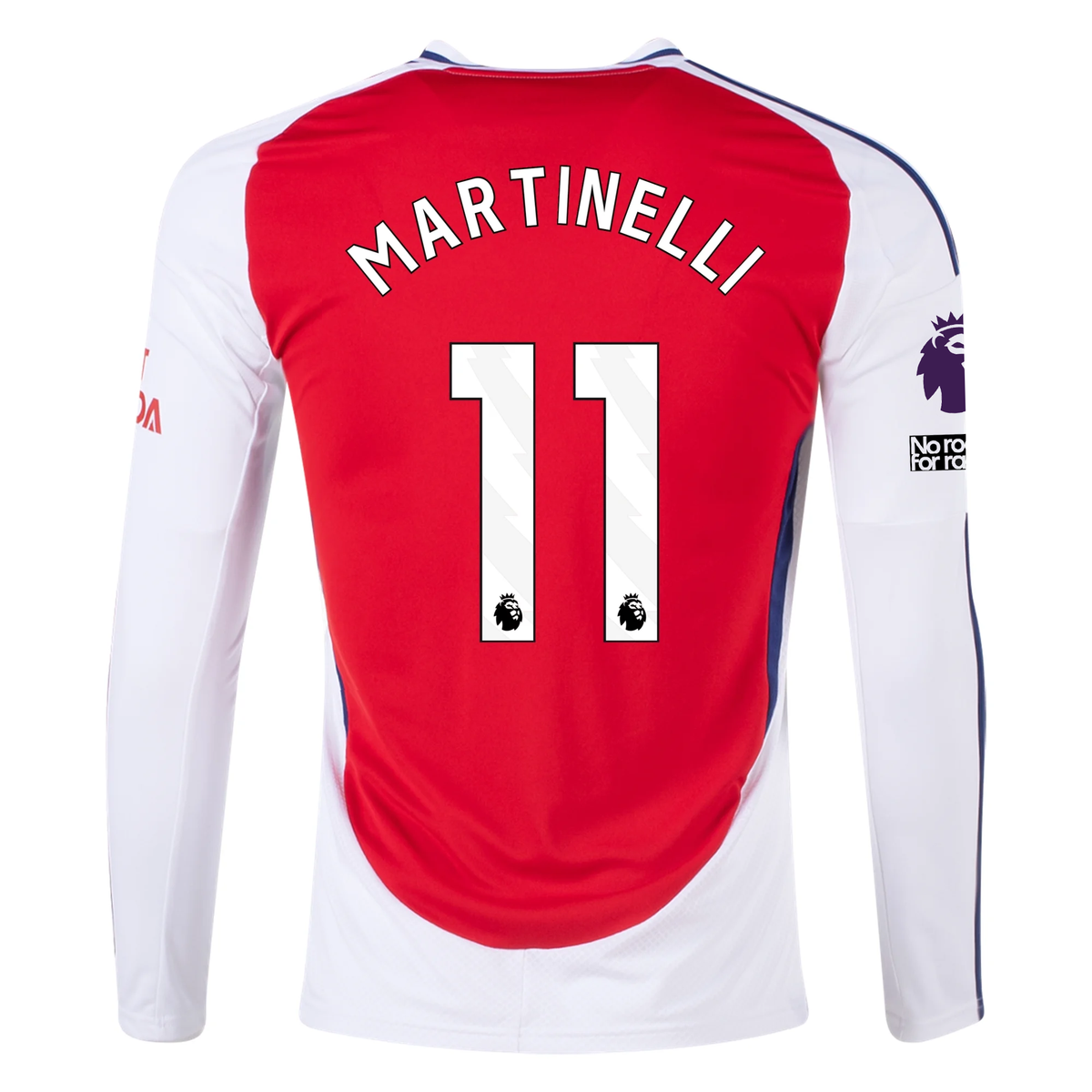 adidas Arsenal Gabriel Martinelli Home Long Sleeve Jersey w/ EPL + No Room For Racism Patches 24/25 (Better Scarlet/White)