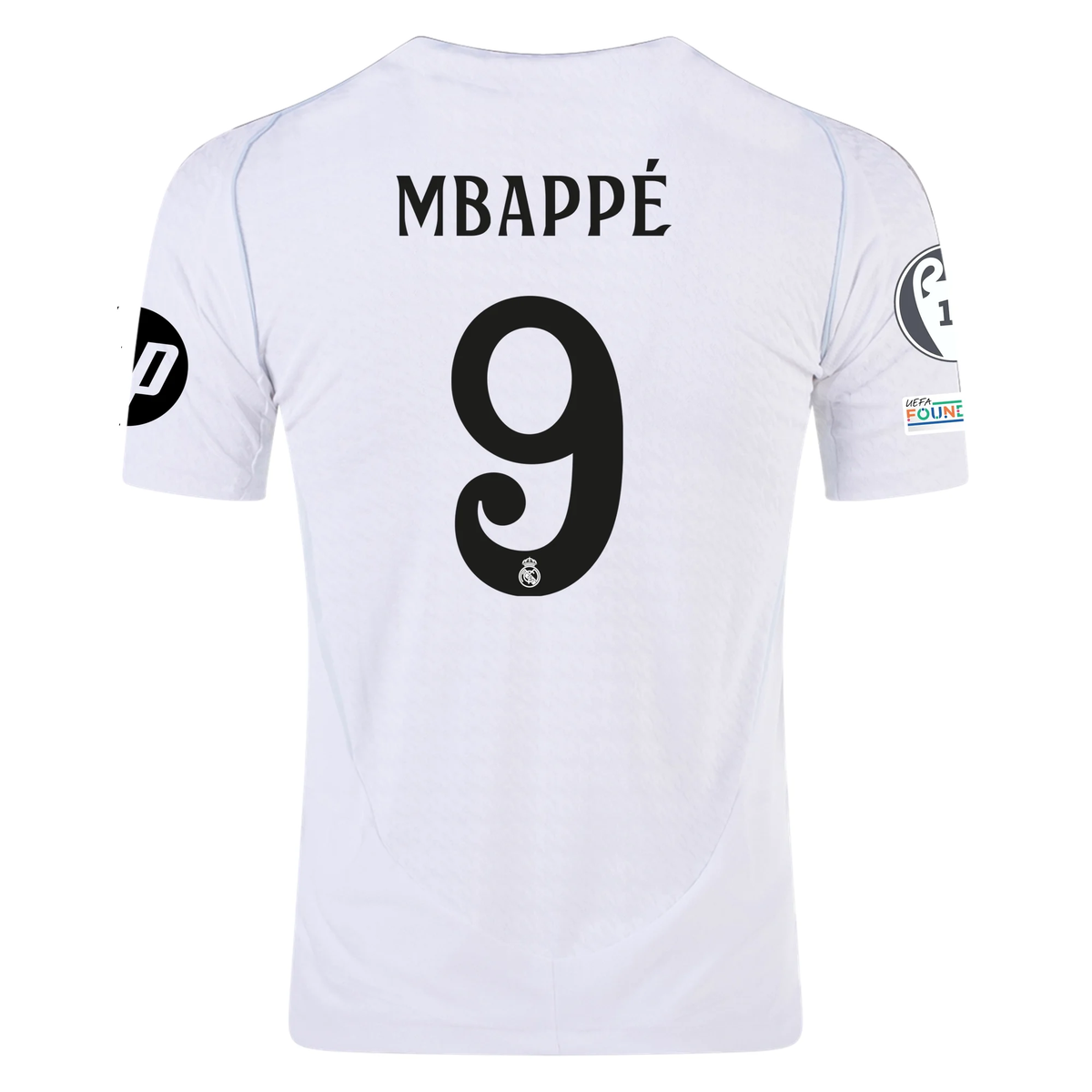 adidas Real Madrid Authentic Kylian Mbappe Home Jersey w/ Champions League Patches 24/25 (White/Black)