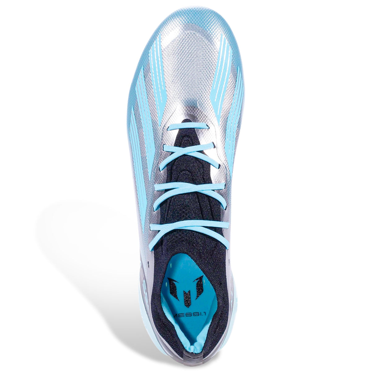 adidas X Crazyfast Messi.1 Firm Ground Soccer Cleats (Silver Metallic/Bliss Blue)