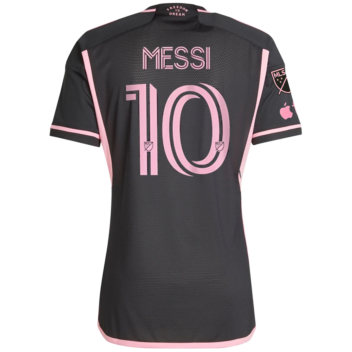 adidas Inter Miami Authentic Lionel Messi Royal Caribbean Away Jersey w/ MLS + Apple TV Patches 23/24 (Black/Bliss Pink)