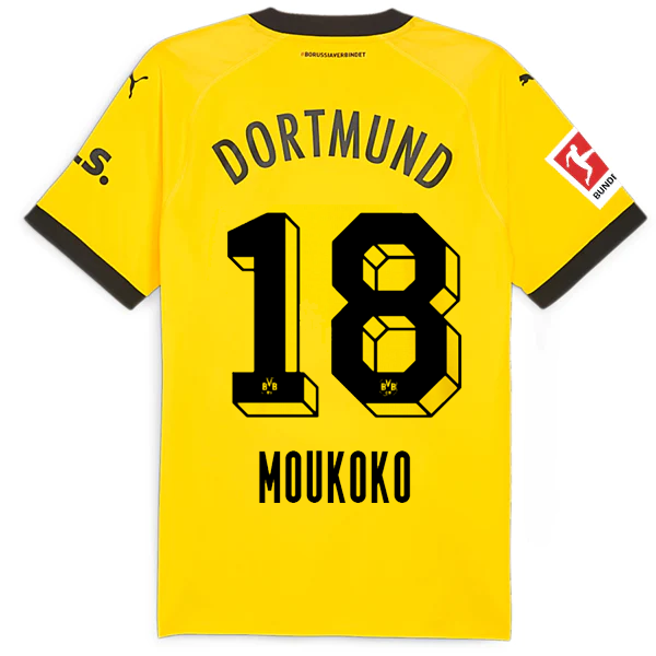 Puma Borussia Dortmund Authentic Muokoko Home Jersey w/ Bundesliga Patch 23/24 (Cyber Yellow/Puma Black)