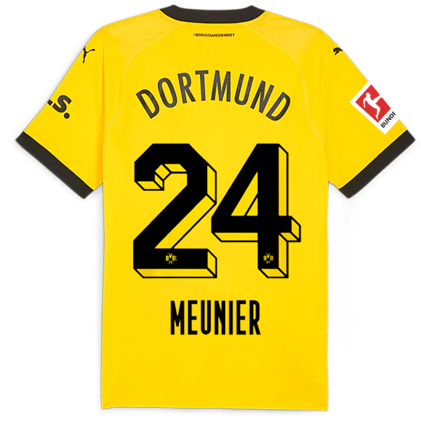 Puma Borussia Dortmund Authentic Meunier Home Jersey w/ Bundesliga Patch 23/24 (Cyber Yellow/Puma Black)