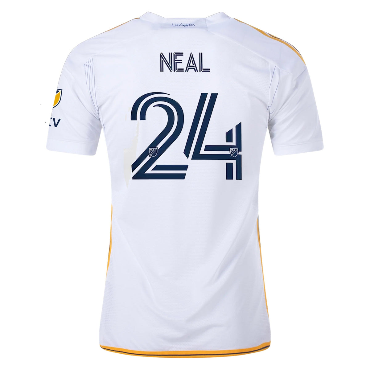 adidas LA Galaxy Authentic Jalen Neal Home Jersey w/ MLS + Apple TV Patches 24/25 (White/Yellow/Navy)