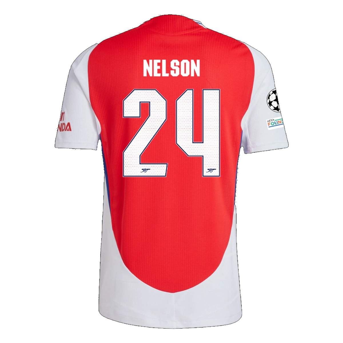 adidas Arsenal Authentic Reiss Nelson Home Jersey w/ Champions League Patches 24/25 (Better Scarlet/White)