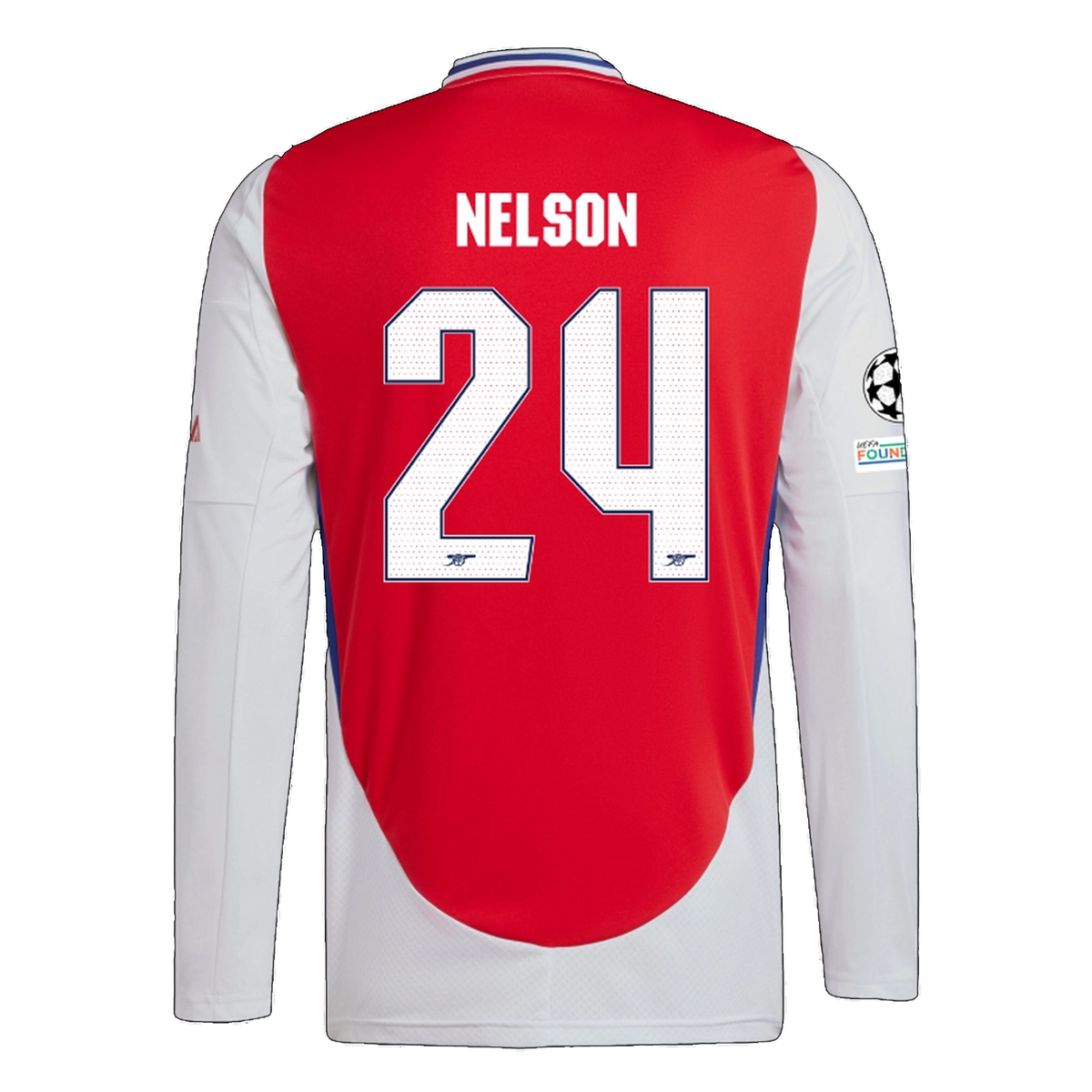 adidas Arsenal Reiss Nelson Home Long Sleeve Jersey w/ Champions League Patches 24/25 (Better Scarlet/White)