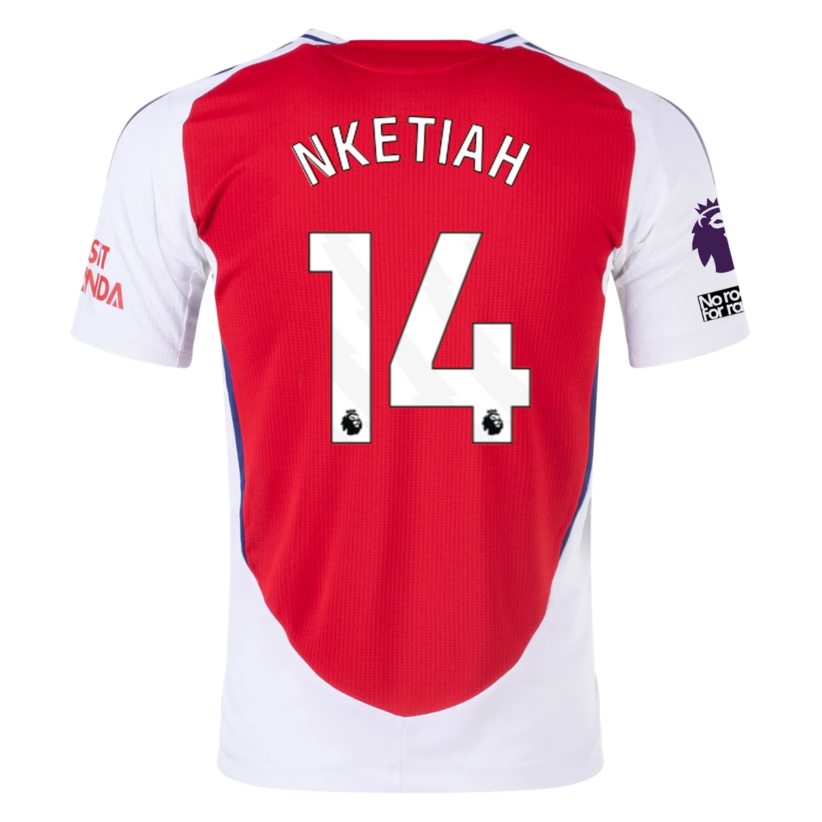 adidas Arsenal Authentic Eddie Nketiah Home Jersey w/ EPL + No Room For Racism Patches 24/25 (Better Scarlet/White)