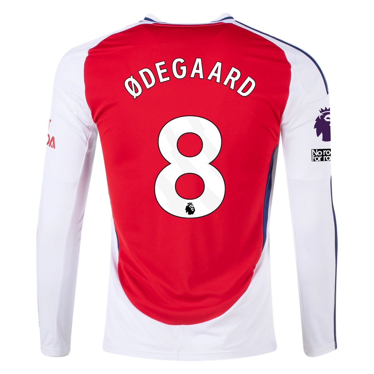 adidas Arsenal Martin Ødegaard Home Long Sleeve Jersey w/ EPL + No Room For Racism Patches 24/25 (Better Scarlet/White)