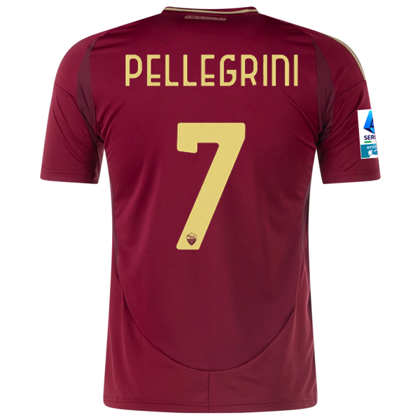 adidas Roma Lorenzo Pellegrini Home Jersey w/ Serie A Patch 24/25 (Burgundy/Gold)