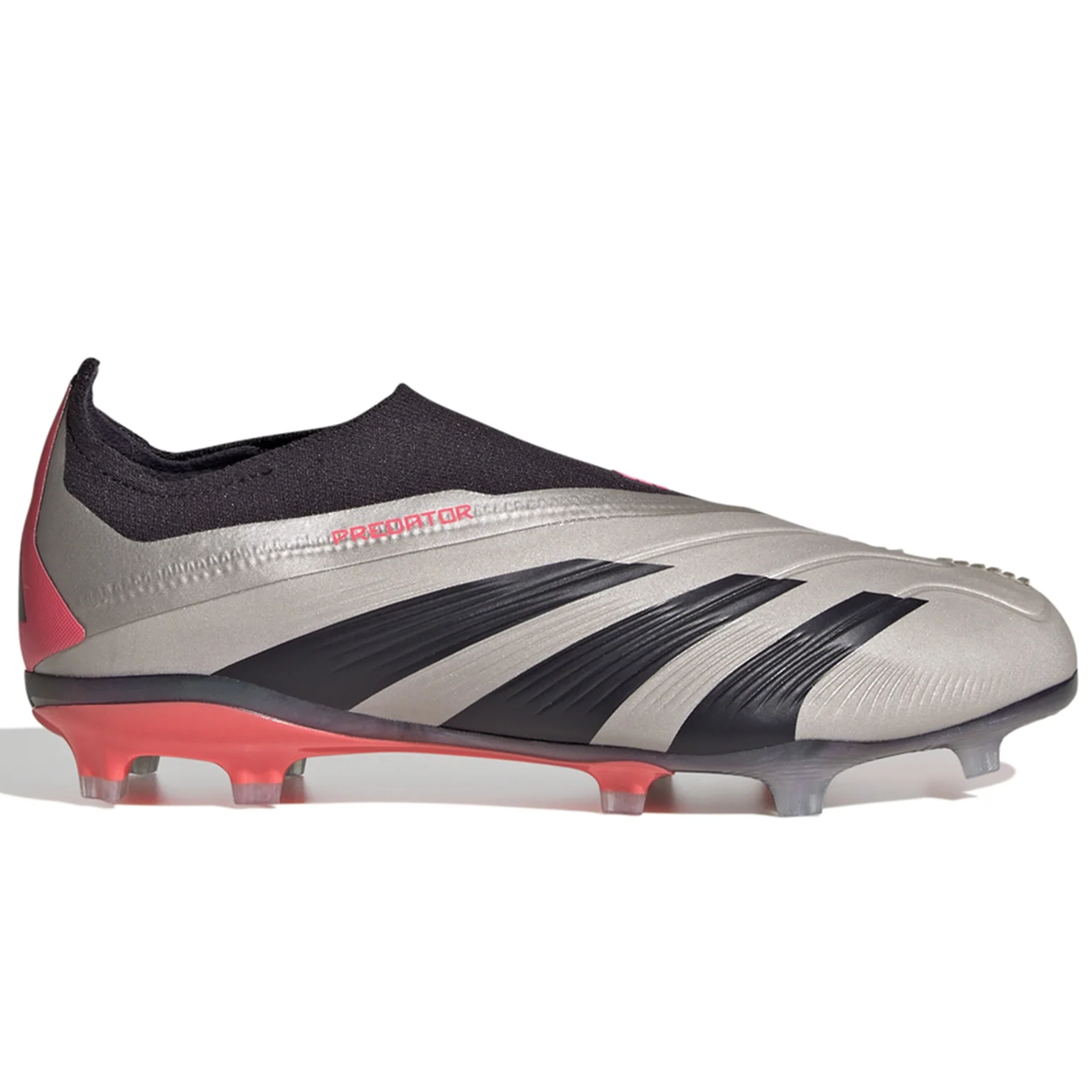 adidas Jr. Predator Elite Laceless FG Soccer Cleats (Platinum/Metallic/Carbon)