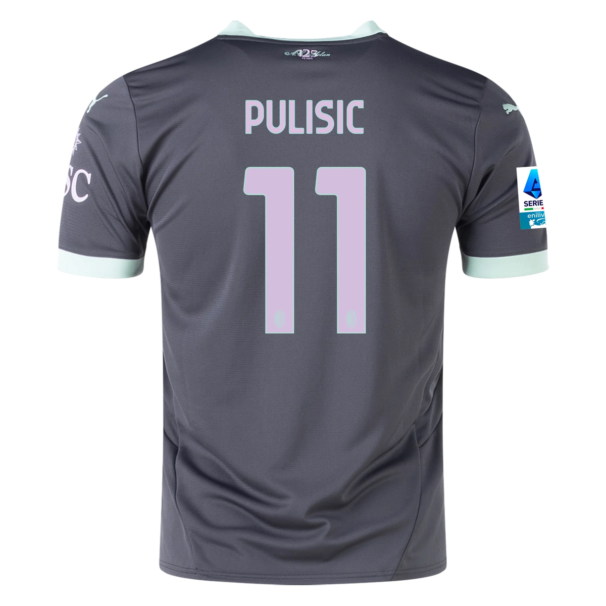 Puma AC Milan Christian Pulisic Third Jersey w/ Serie A Patch 24/25 (Shadow Gray/Fresh Mint)