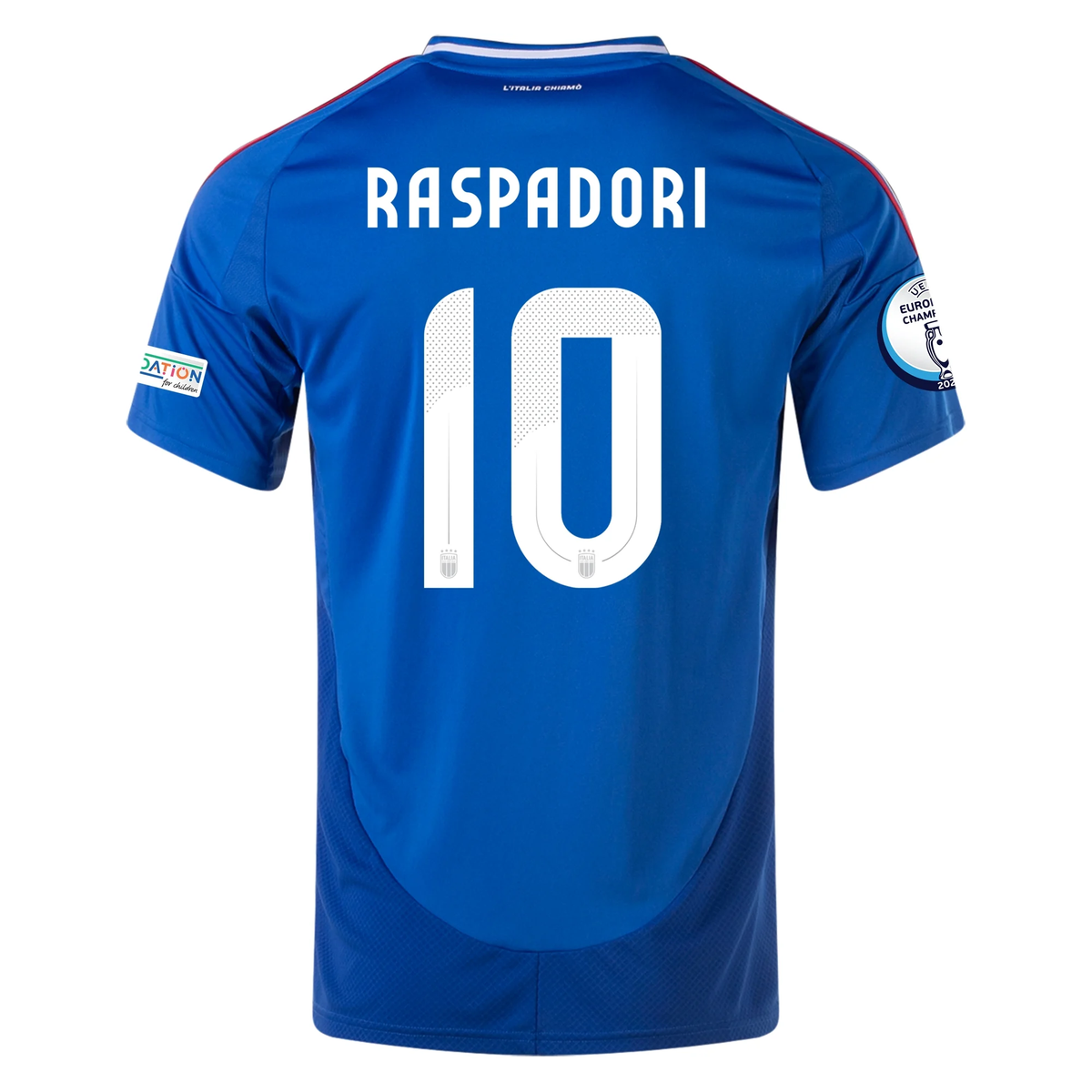 adidas Italy Giacomo Raspadori Home Jersey w/ Euro 2024 Patches 24/25 (Blue)