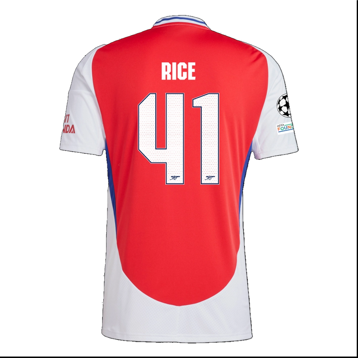 adidas Arsenal Declan Rice Home Jersey w/ Champions League Patches 24/25 (Better Scarlet/White)