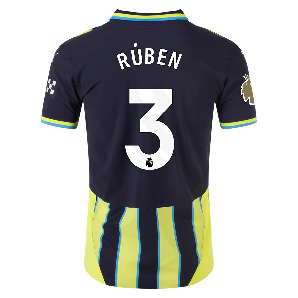 Puma Manchester City Authentic Rúben Dias Away Jersey w/ EPL + Club World Cup Patch 24/25 (New Navy/Yellow Glow)