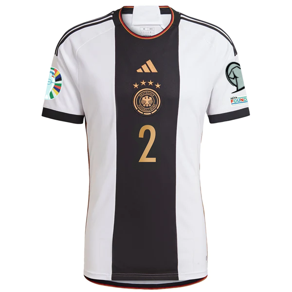 adidas Germany Mario Antonio Rudiger Home Jersey w/ Euro Qualifying Patches 22/23 (White/Black)