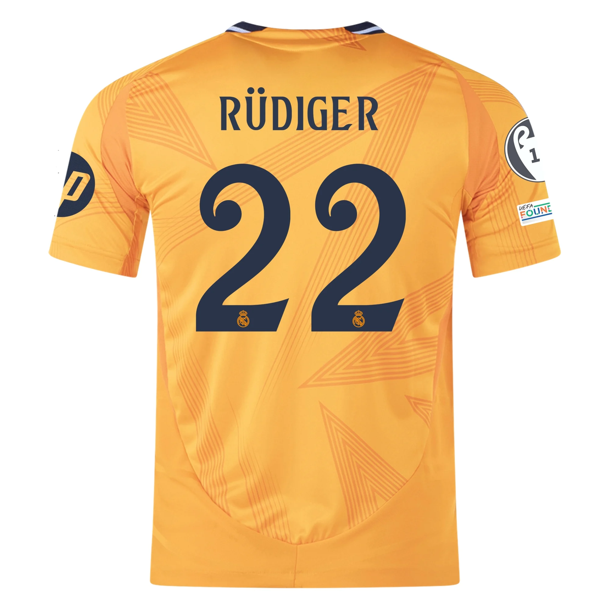 adidas Real Madrid Authentic Antonio Rudiger Away Jersey w/ Champions League Patches 24/25 (Crew Orange)