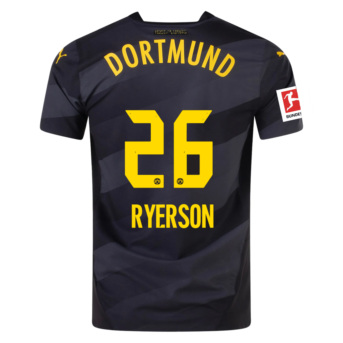 Puma Borussia Dortmund Authentic Julian Ryerson Away Jersey w/ Bundesliga Patch 24/25 (Puma Black/Faster Yellow)