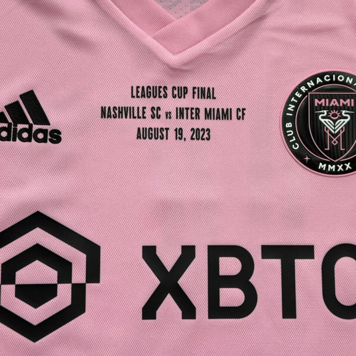 adidas Authentic Inter Miami Lionel Messi Home Jersey 22/23 w/ Leagues Cup Final + Match Details (True Pink/Black)