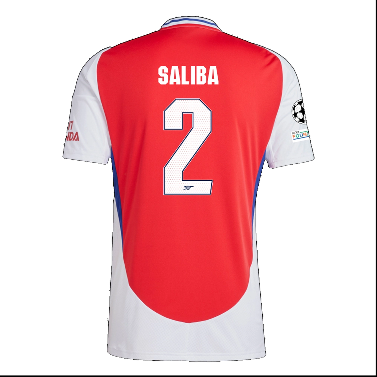 adidas Arsenal William Saliba Home Jersey w/ Champions League Patches 24/25 (Better Scarlet/White)