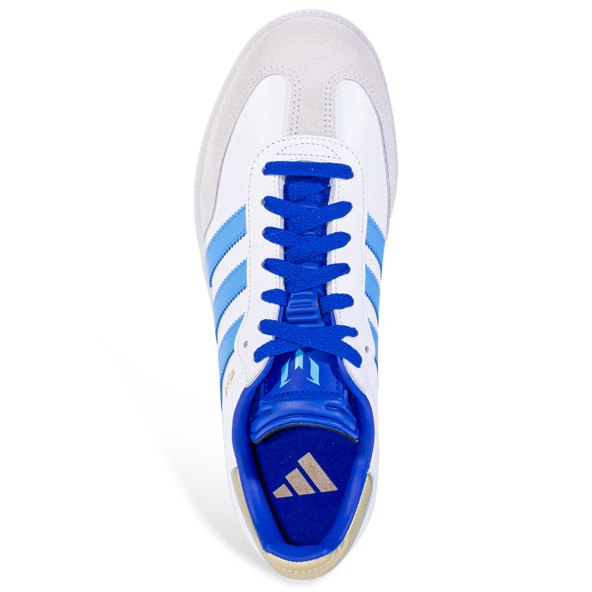 adidas Samba Messi Soccer Shoes (White/Gold/Sky Blue)