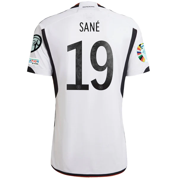 adidas Germany Mario Leroy Sane Home Jersey w/ Euro Qualifying Patches 22/23 (White/Black)