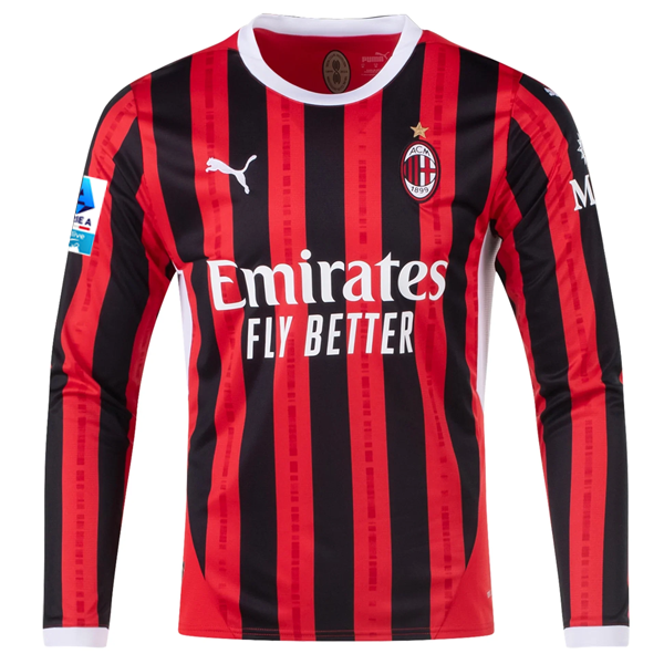 Puma AC Milan Samuel Chukwueze Home Long Sleeve Jersey w/ Serie A Patch 24/25 (Red/Black)