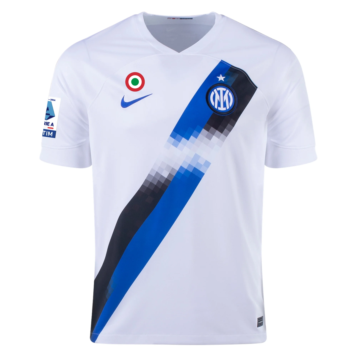 Nike Inter Milan Francesco Acerbi Away Jersey w/ Series A + Copa Italia Patches 23/24 (White/Lyon Blue)