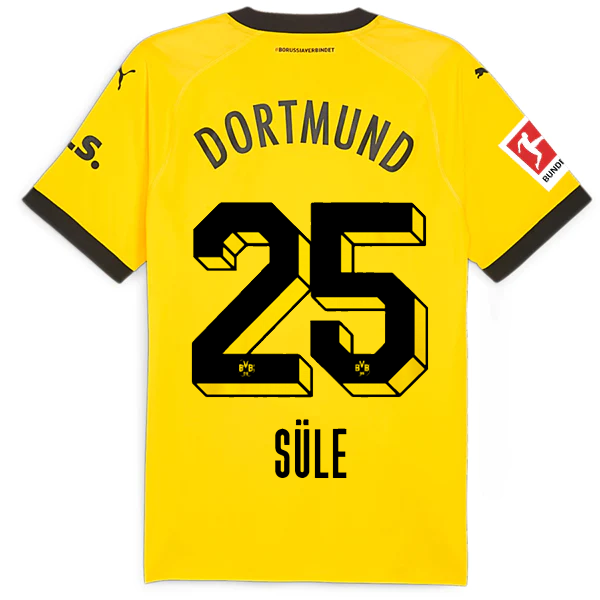 Puma Borussia Dortmund Authentic Sule Home Jersey w/ Bundesliga Patch 23/24 (Cyber Yellow/Puma Black)