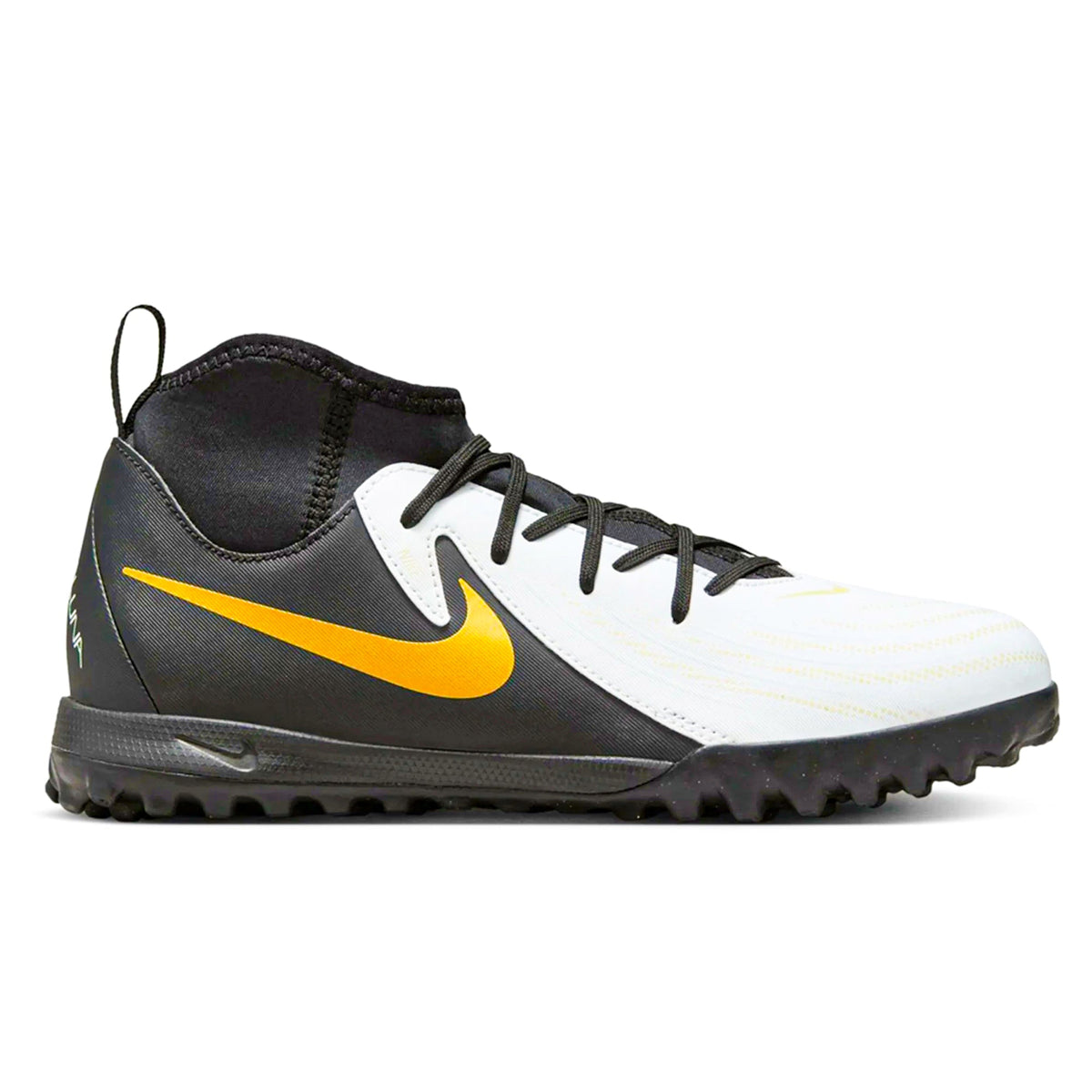 Nike Jr. Phantom Luna II Academy Turf Soccer Shoes (White/Black/Metallic Gold Coin)