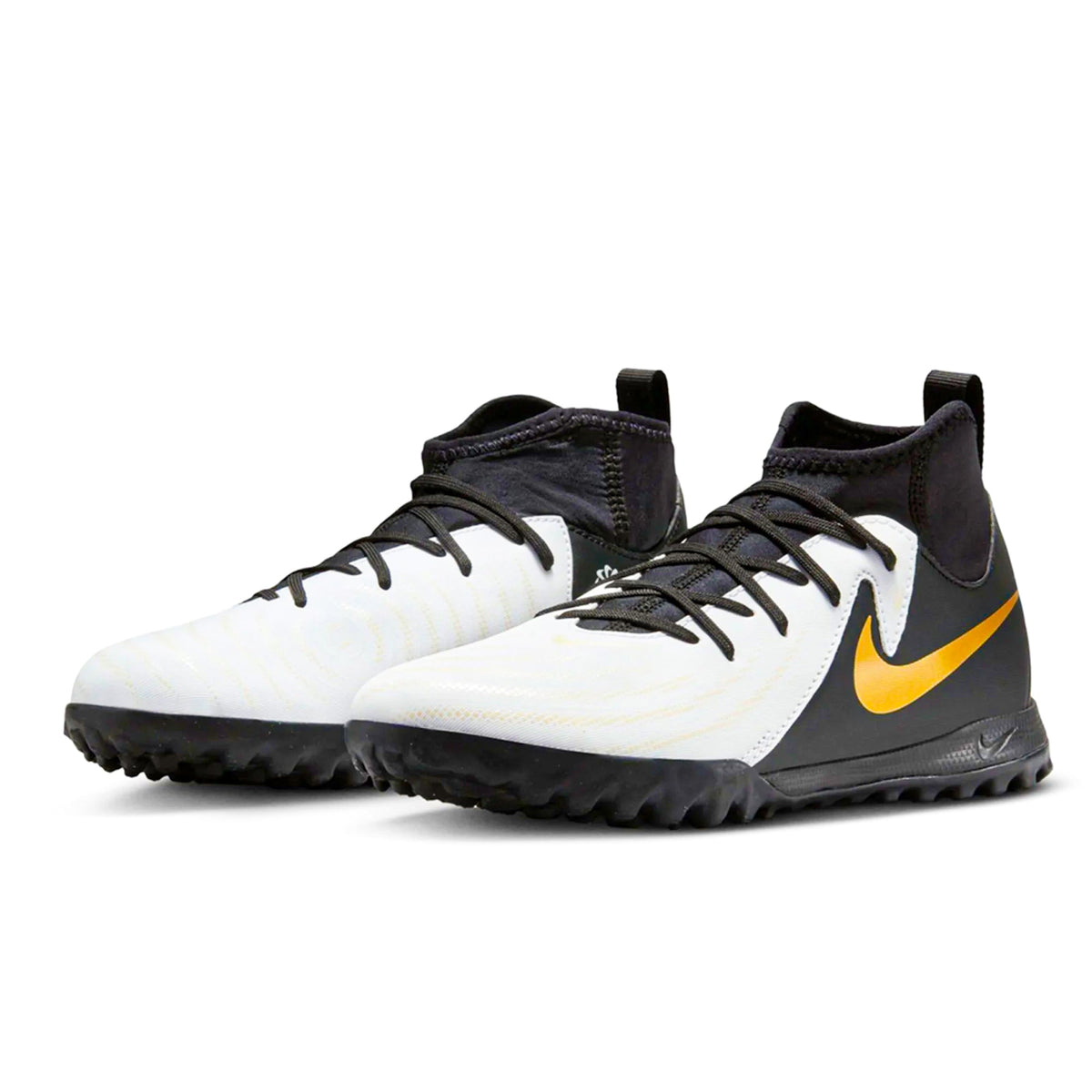 Nike Jr. Phantom Luna II Academy Turf Soccer Shoes (White/Black/Metallic Gold Coin)