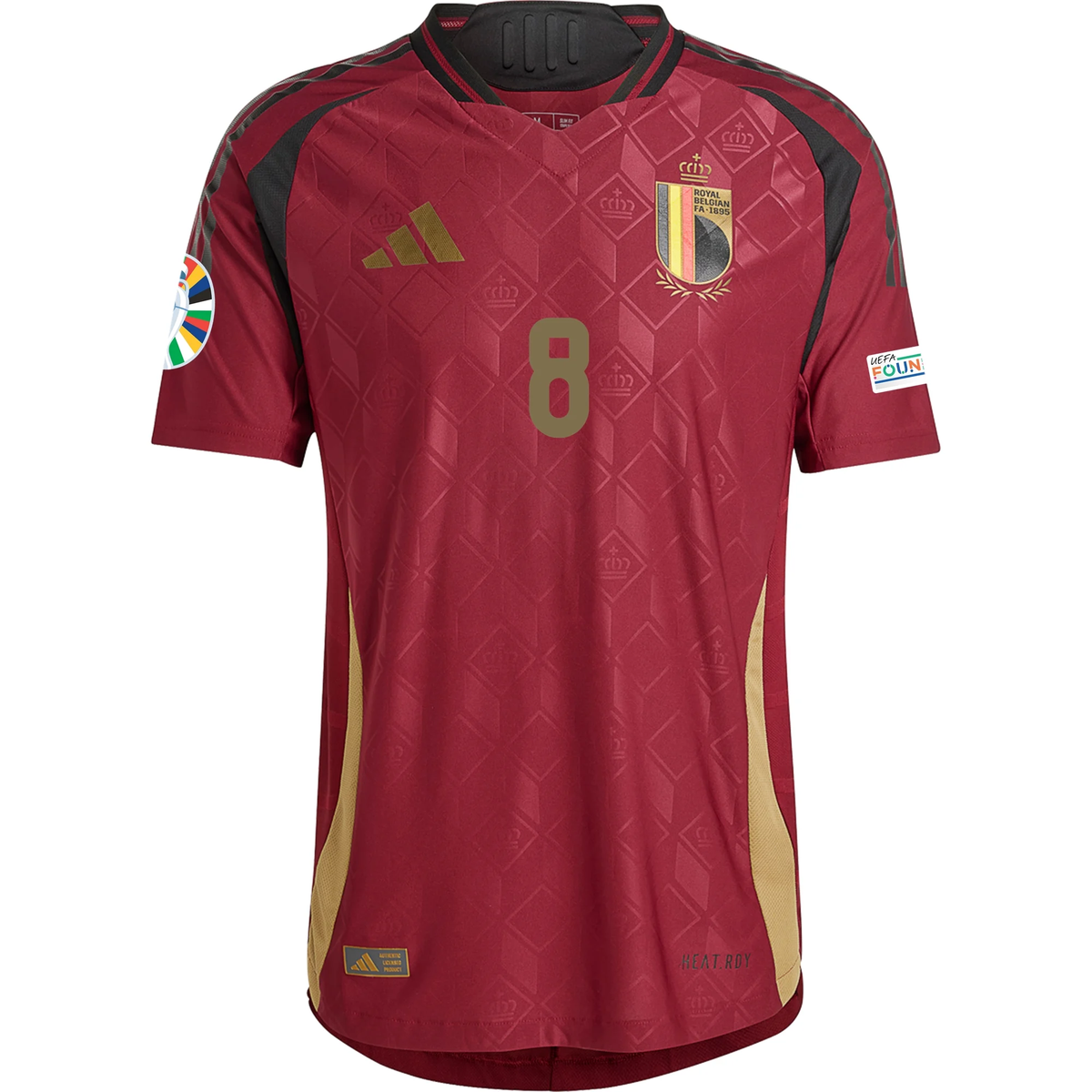 adidas Belgium Authentic Youri Tielemans Home Jersey w/ Euro 2024 Patches 24/25 (Burgundy)