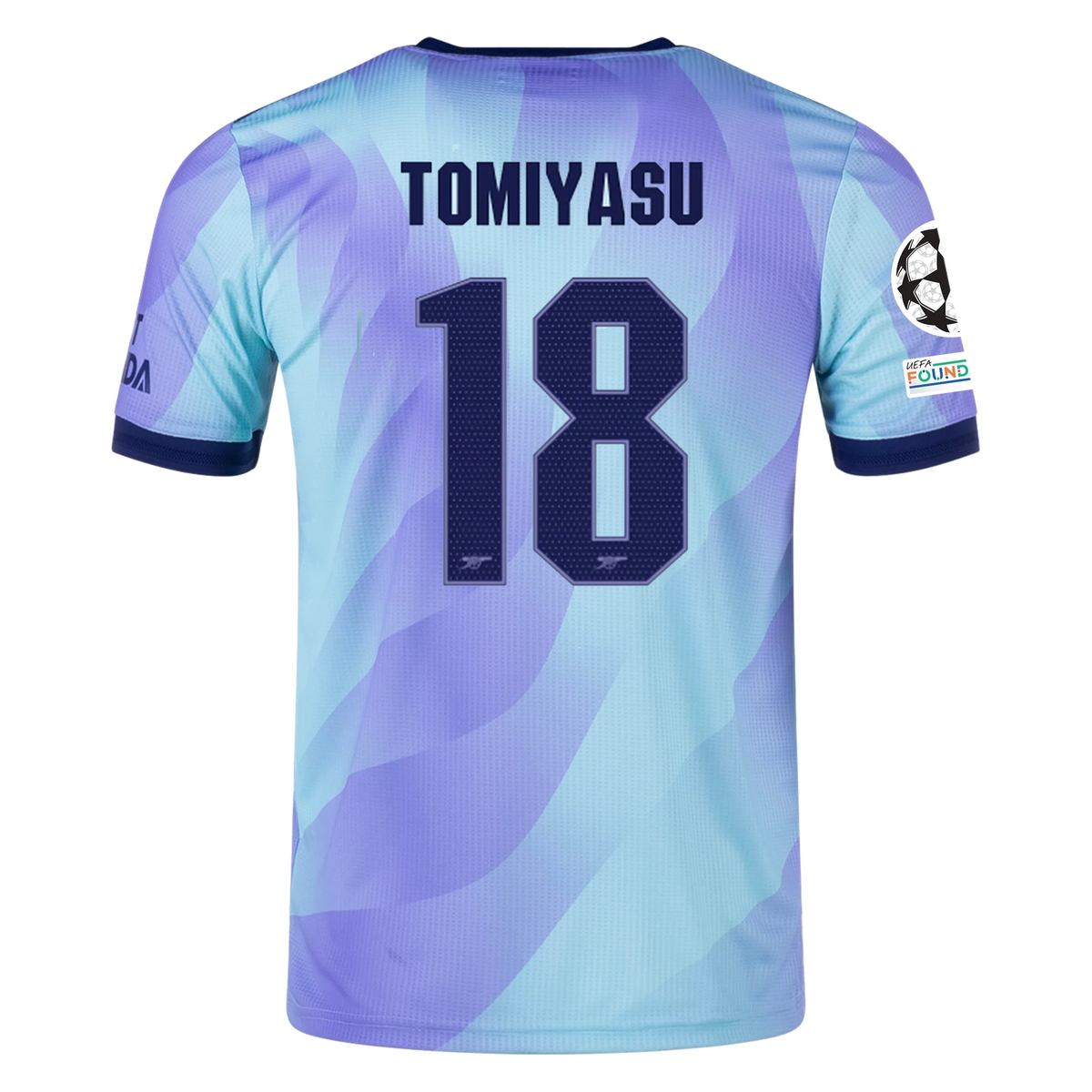 adidas Arsenal Authentic Takehiro Tomiyasu Third Jersey w/ Champions League Patches 24/25 (Clear Aqua/Light Flash Purple)