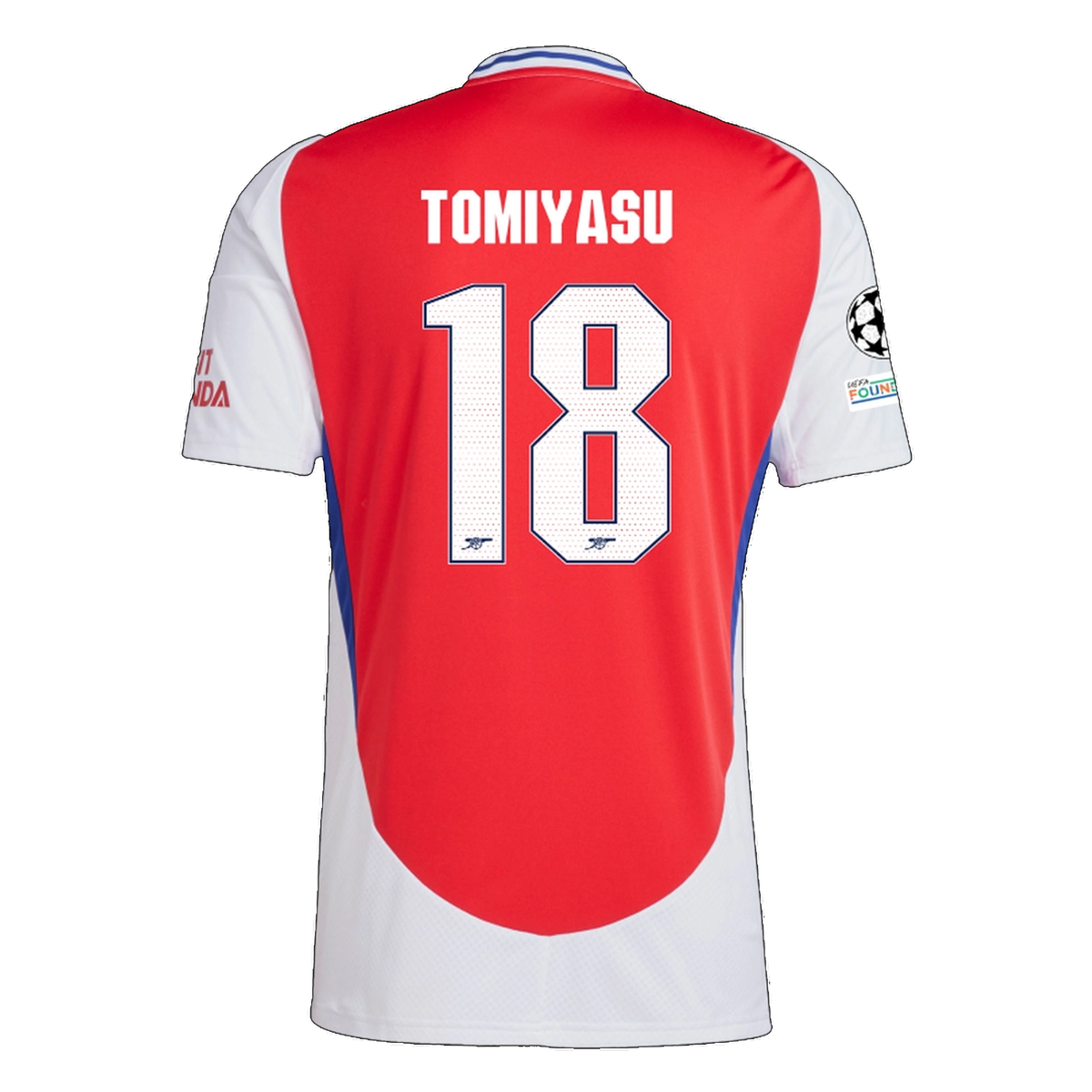 adidas Arsenal Takehiro Tomiyasu Home Jersey w/ Champions League Patches 24/25 (Better Scarlet/White)