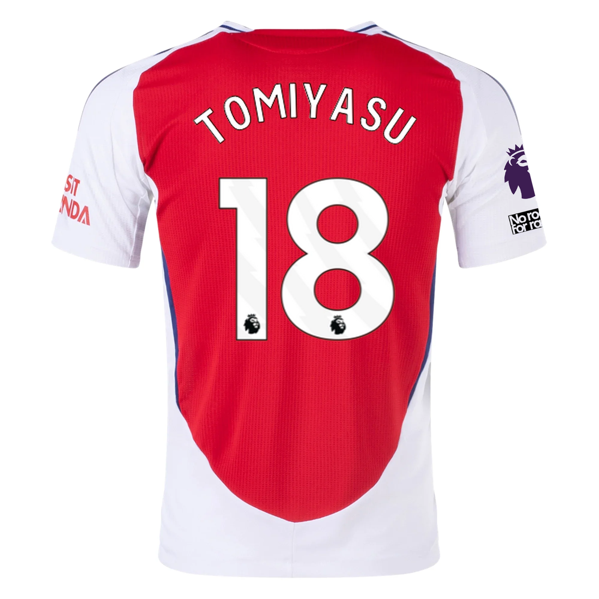 adidas Arsenal Authentic Takehiro Tomiyasu Home Jersey w/ EPL + No Room For Racism Patches 24/25 (Better Scarlet/White)