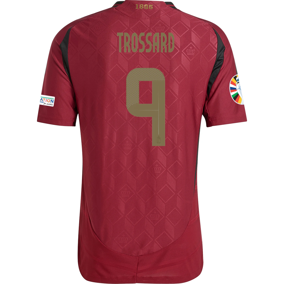 adidas Belgium Authentic Leandro Trossard Home Jersey w/ Euro 2024 Patches 24/25 (Burgundy)