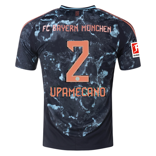 adidas Bayern Munich Dayot Upamecano Away Jersey w/ Bundesliga Patch 24/25 (Black/Copper/Blue)