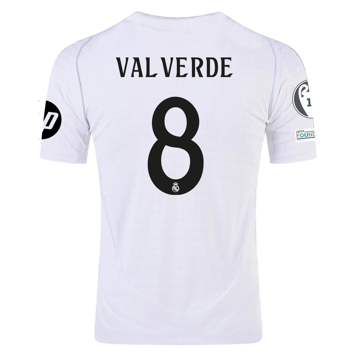 adidas Real Madrid Authentic Federico Valverde Home Jersey w/ Champions League Patches 24/25 (White/Black)