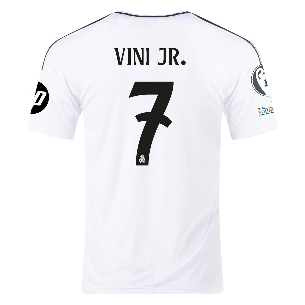 adidas Real Madrid Vinicius Jr. Home Jersey 24/25 w/ Champions League Patches (White/Black)