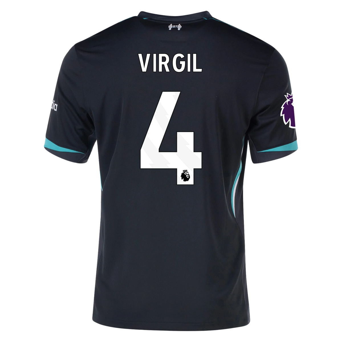 Nike Liverpool Virgil Van Dijk Away Jersey w/ EPL Patch 24/25 (Night Forest/Washed Teal)