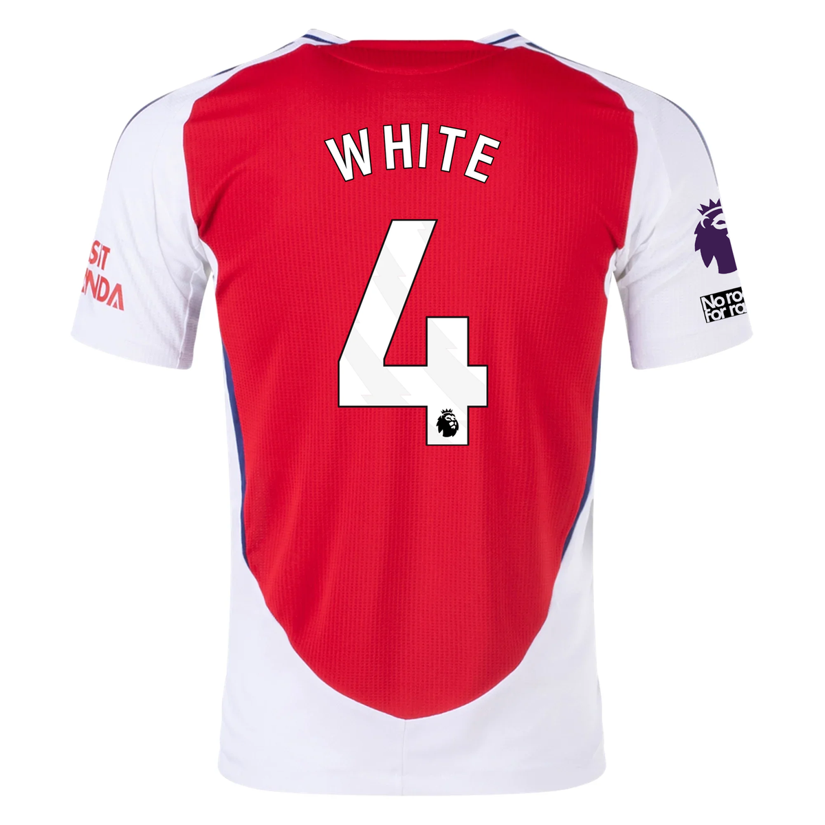 adidas Arsenal Authentic Ben White Home Jersey w/ EPL + No Room For Racism Patches 24/25 (Better Scarlet/White)