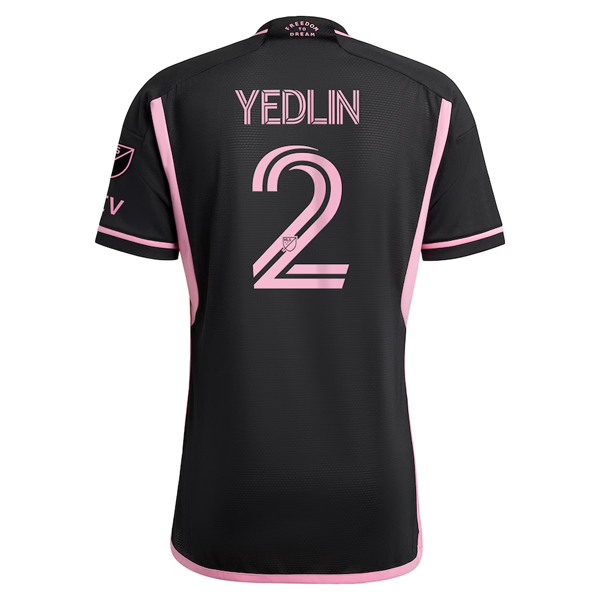 adidas Inter Miami DeAndre Yedlin Authentic Player Version Away Jersey 23/24 w/ MLS Patches (Black/Pink)