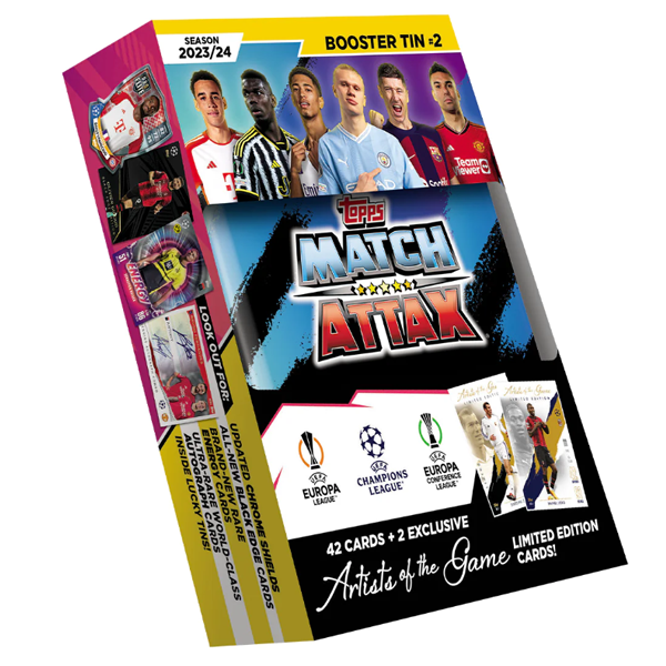 Topps Match Attax Artists of the Game Booster Tin #2 23/24 + Limited Edition Zidane &amp; Rafa Leao Cards