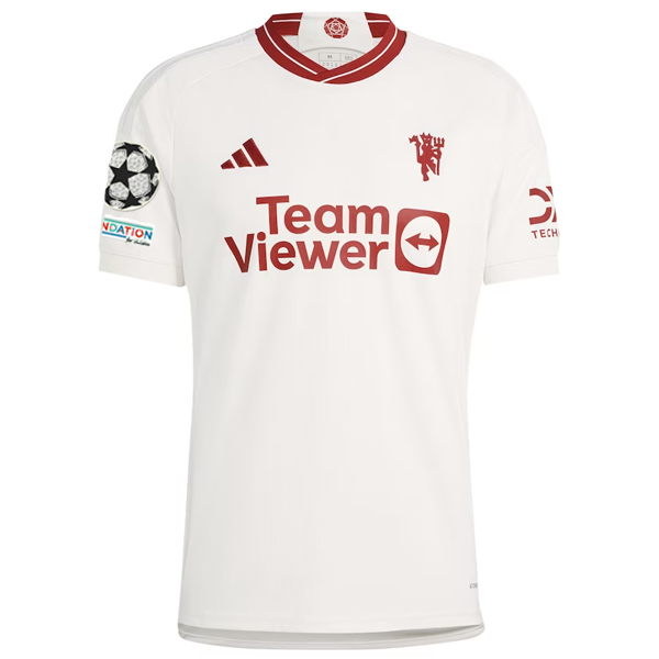 adidas Manchester United Alejandro Garnacho Third Jersey w/ Champions League Patches 23/24 (Cloud White/Red)