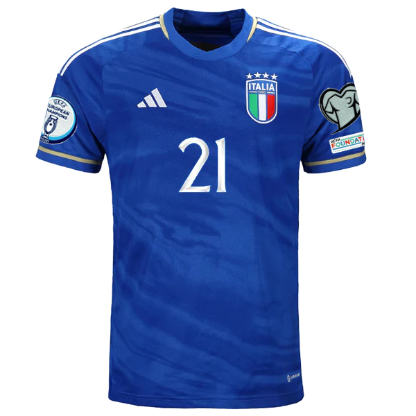 adidas Italy ANDREA PIRLO Home Jersey w/ Euro Champion + Euro Qualifer Patches 22/23 (Blue)