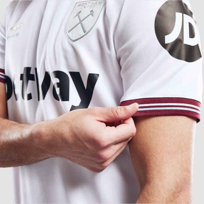 Umbro West Ham Areola Away Jersey w/ EPL + No Room For Racism Patches 23/24 (White)