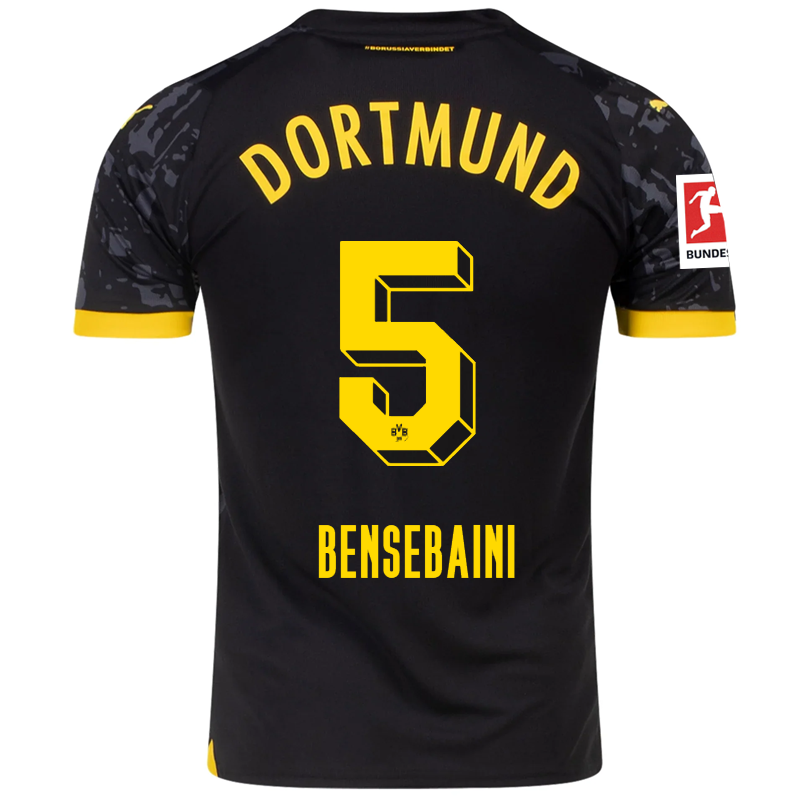 Puma Borussia Dortmund Ramy Bensebaini Away Jersey w/ Bundesliga Patch 23/24 (Puma Black/Cyber Yellow)