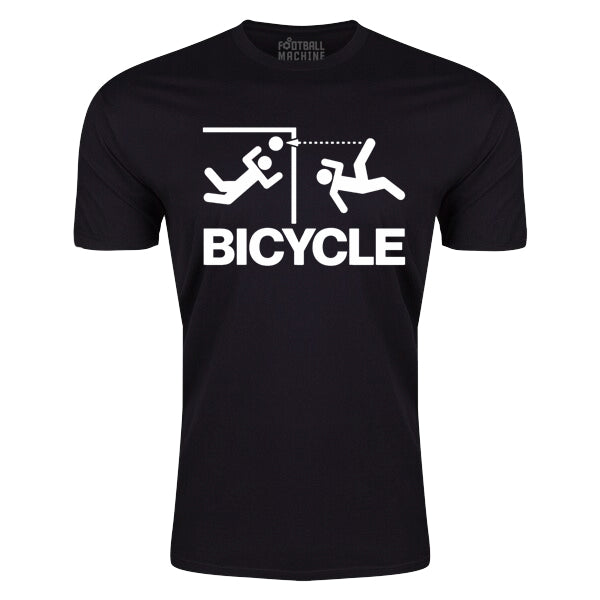 Football Machine Stick Figure Bicycle Kick T-Shirt (Black/White) | Soccer Wearhouse